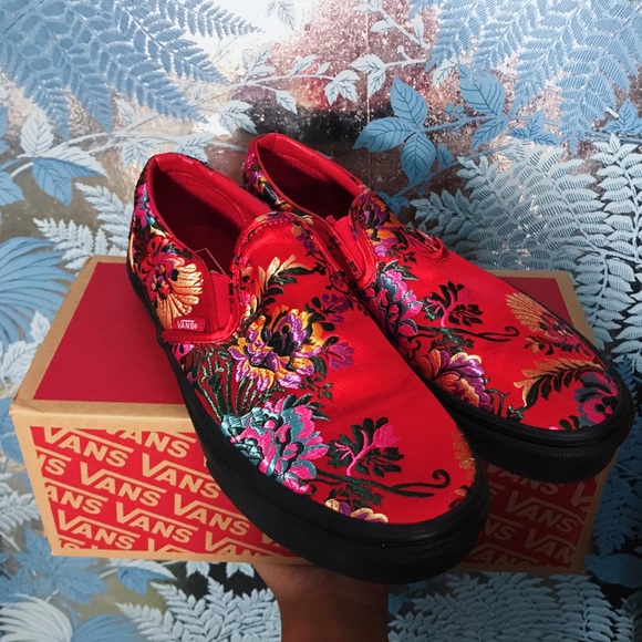 vans festival satin slip on gold